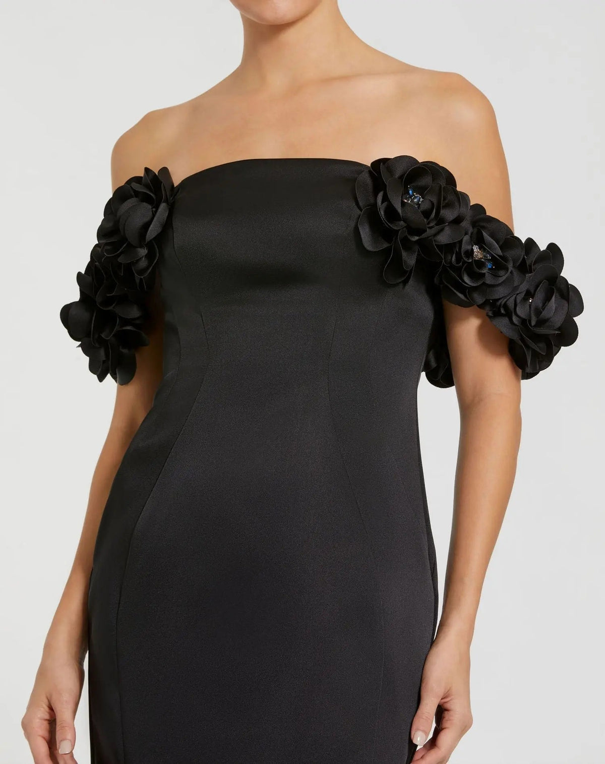 Women's Black Dress Satin - Black Floral