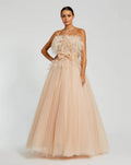 Pink Strapless Feather Bustier Ballgown