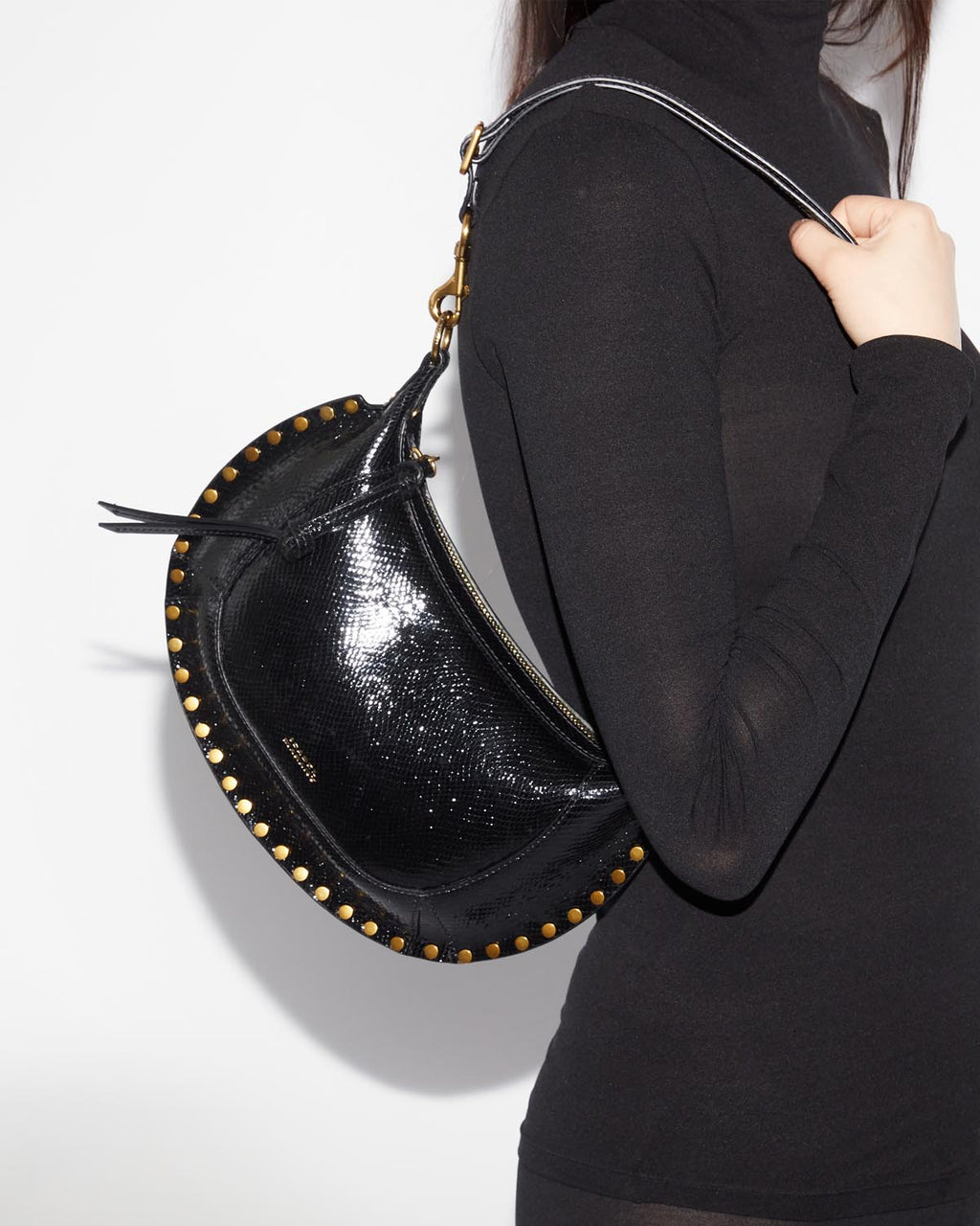 Oskan Moon Bag in python-effect leather