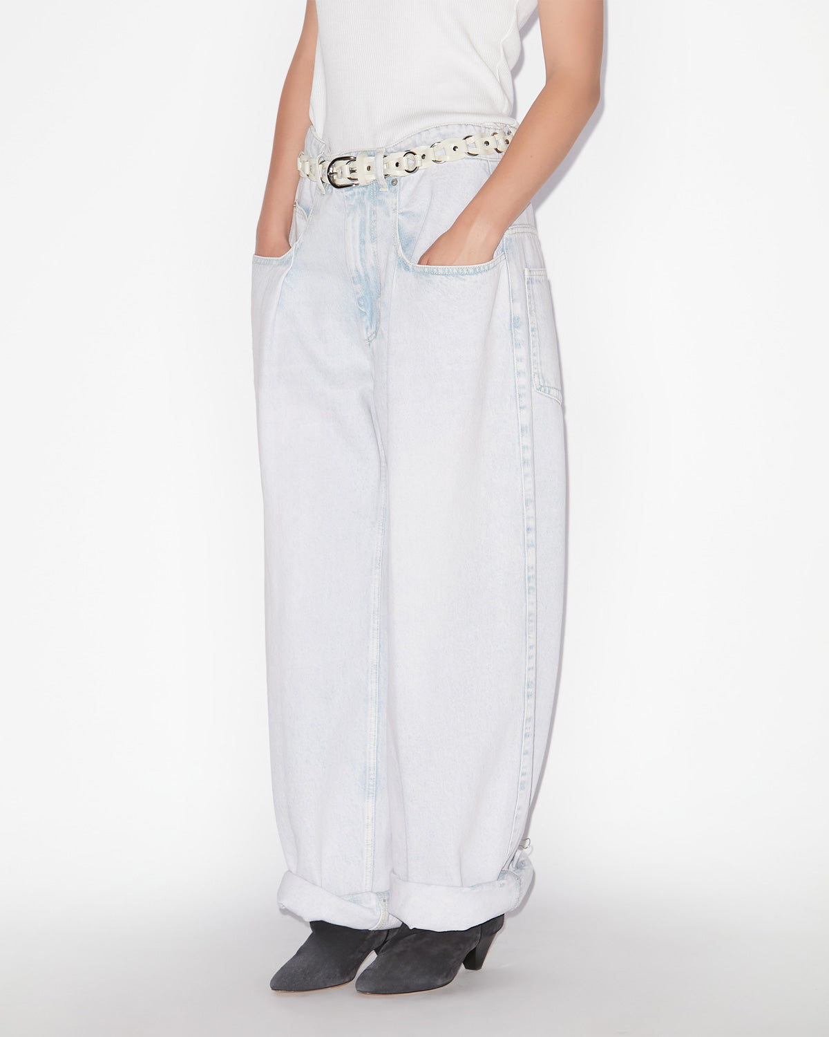 Women's RACHELLE PANTS - Silver Pleated