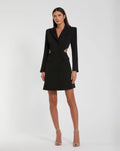 Black Crepe Blazer Rhinestone Trim Mini Dress