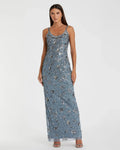 Floral Embellished Scoop Neck Evening Gown