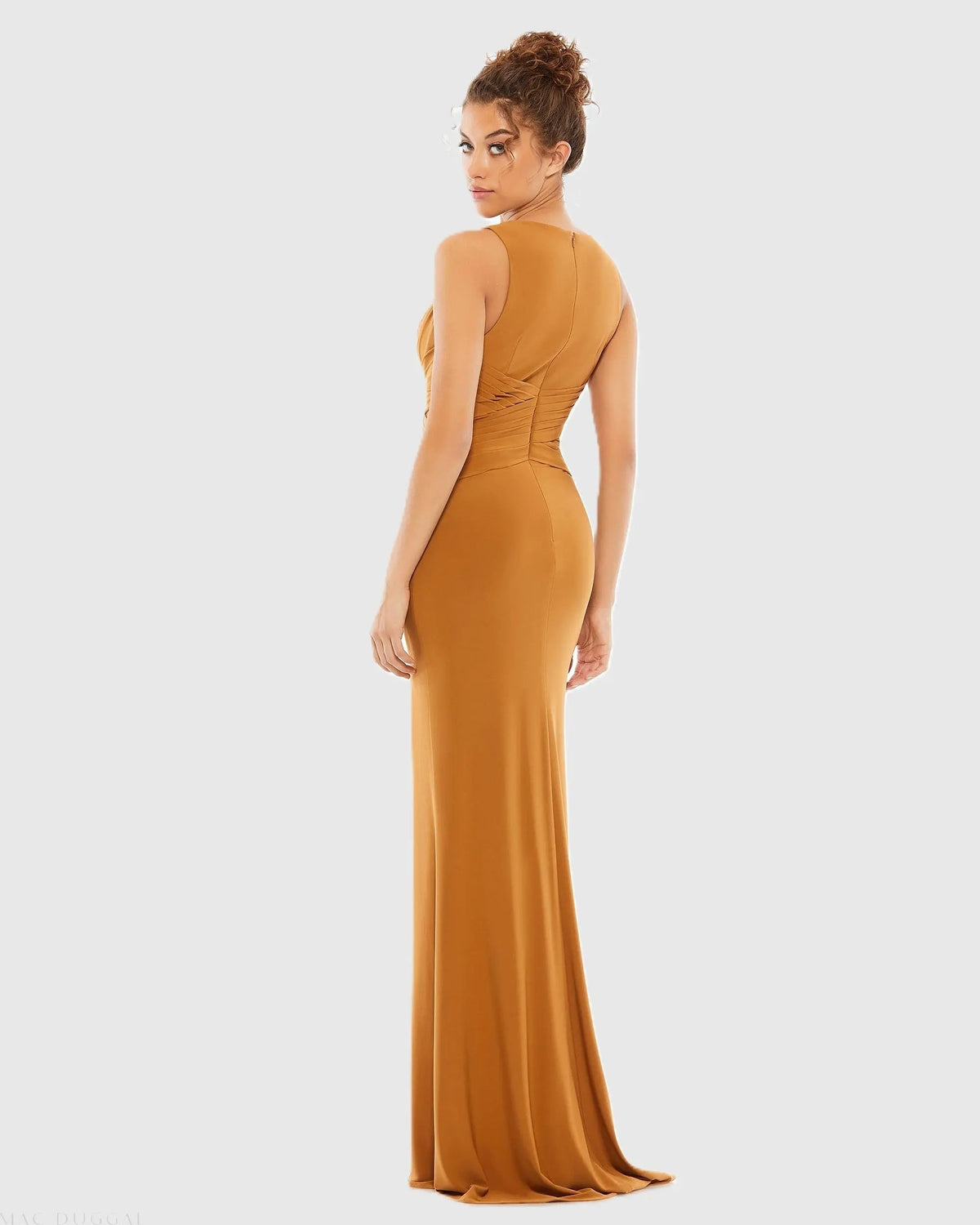 Women's Brown Dress - Red Pleated