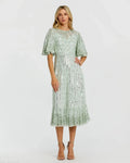 Flounce Sleeve Midi Dress