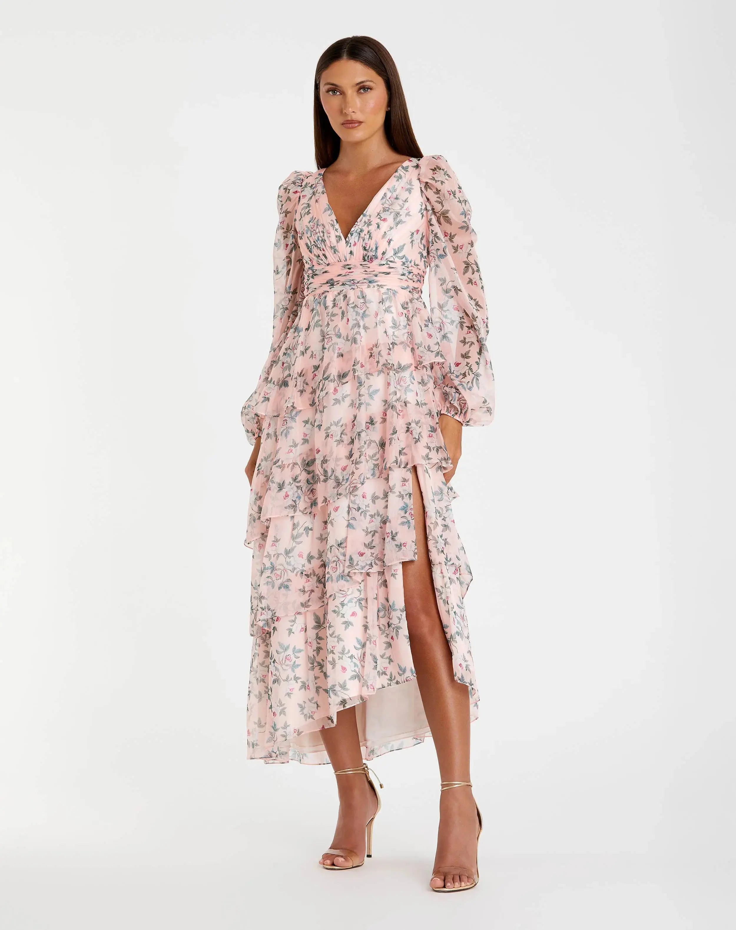 Puff Sleeve Floral Printed Dress