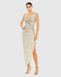 Sequined Faux Wrap Sleeveless Midi Dress
