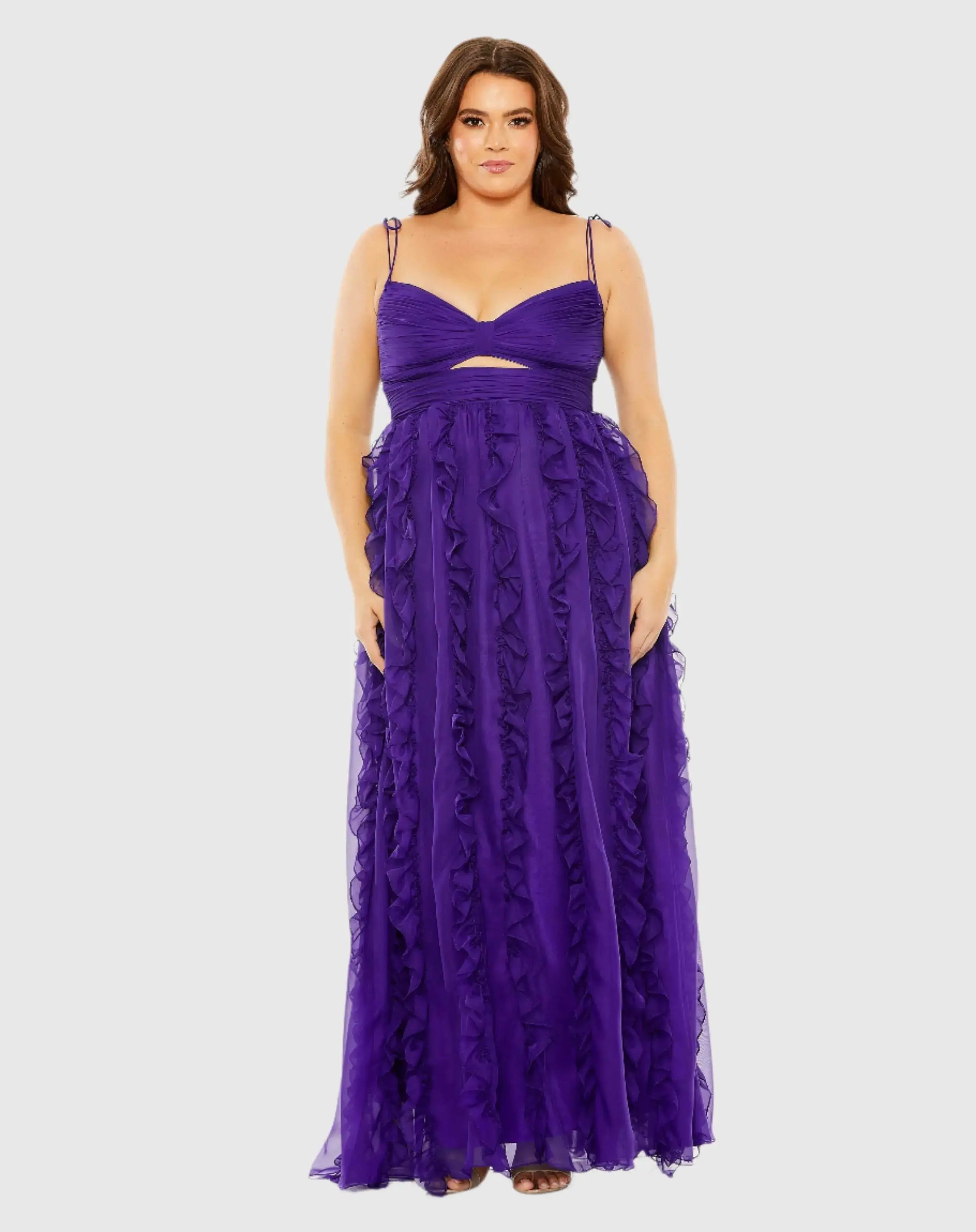 Keyhole Detail Chiffon Sleeveless Gown - FINAL SALE