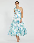 White One Shoulder Ruffle Cut-Out Chiffon Midi Dress