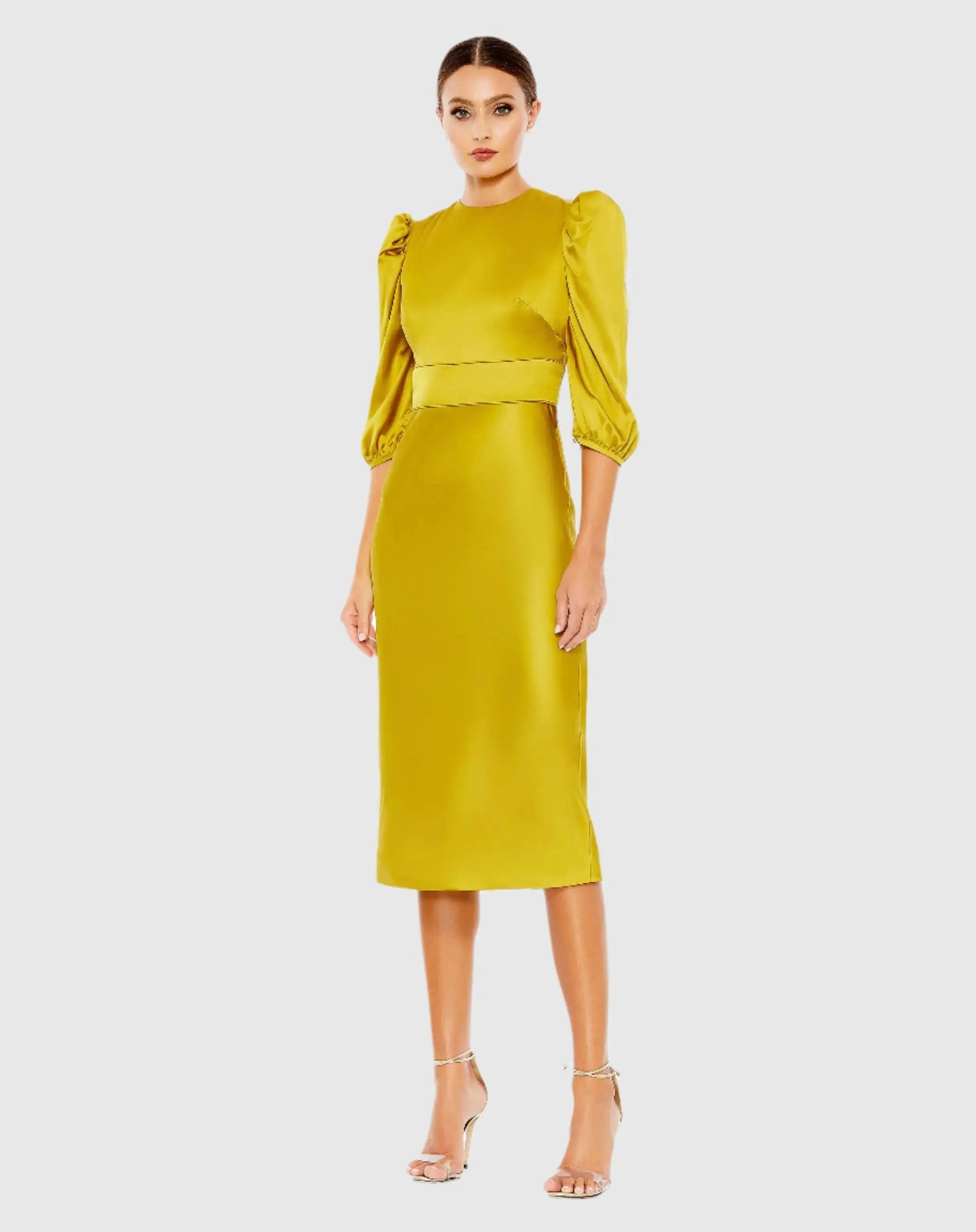 Green High Neck Midi Dress