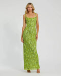Green Embellished Square Neck Gown