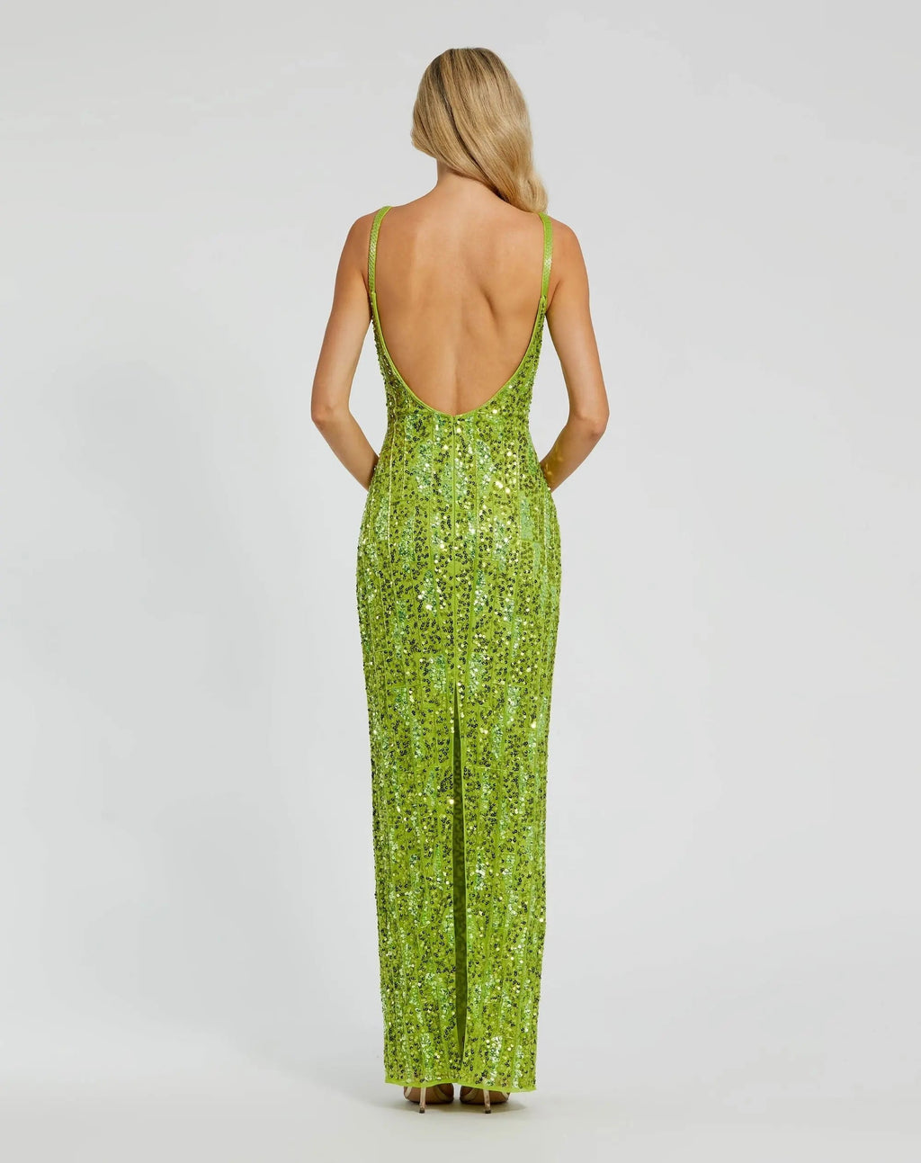 Green Embellished Square Neck Gown