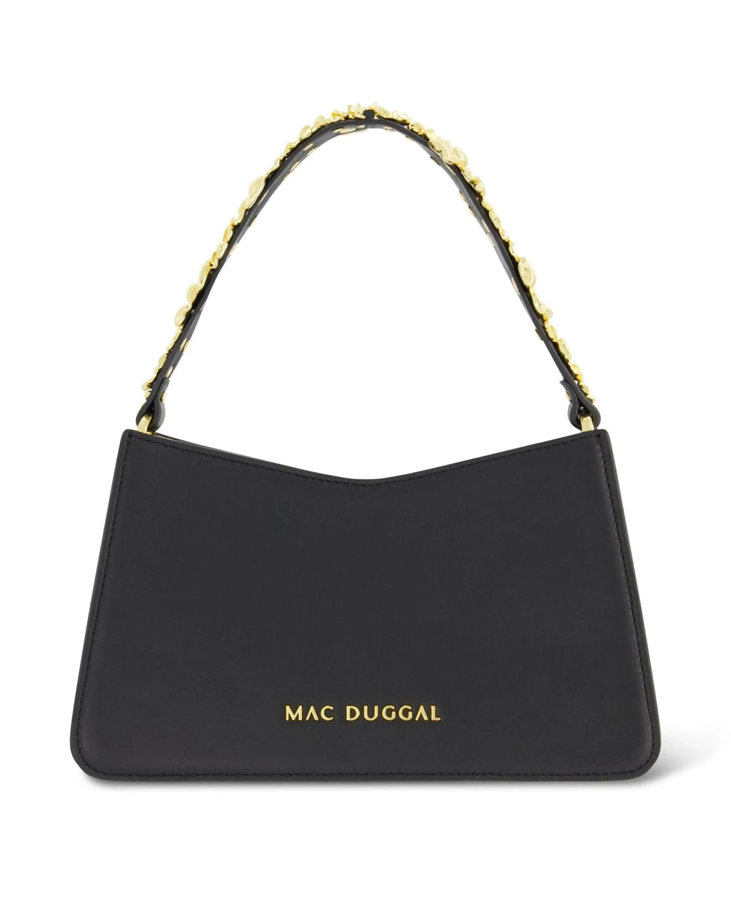 Gold Floral Small Black Nappa Leather Shoulder Bag