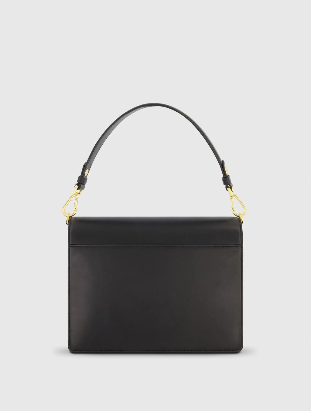 Black Classic Leather Medium Shoulder Bag with Detachable Strap