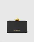 Black Mini Gold Rose Nappa Leather Box Clutch