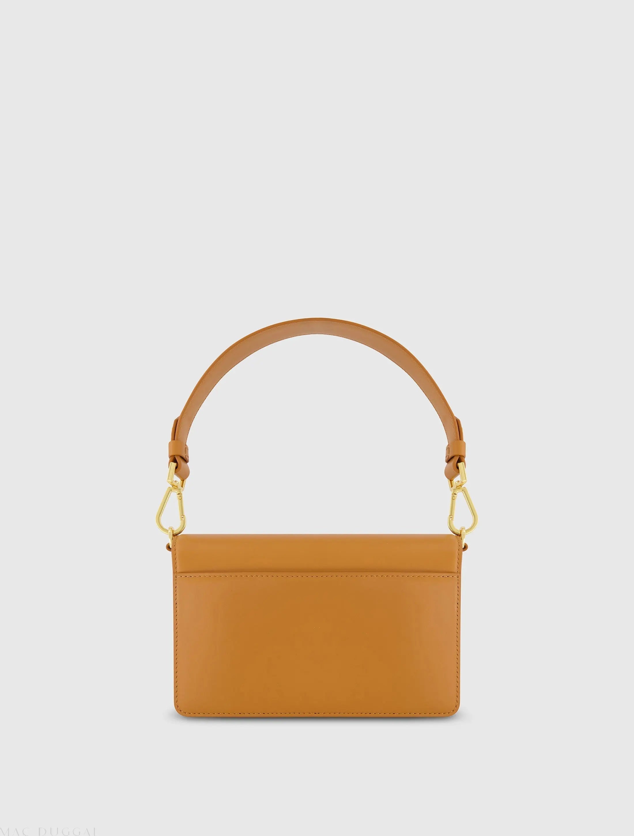 Brown Mini Leather Shoulder Handbag With Gold Hardware - FINAL SALE