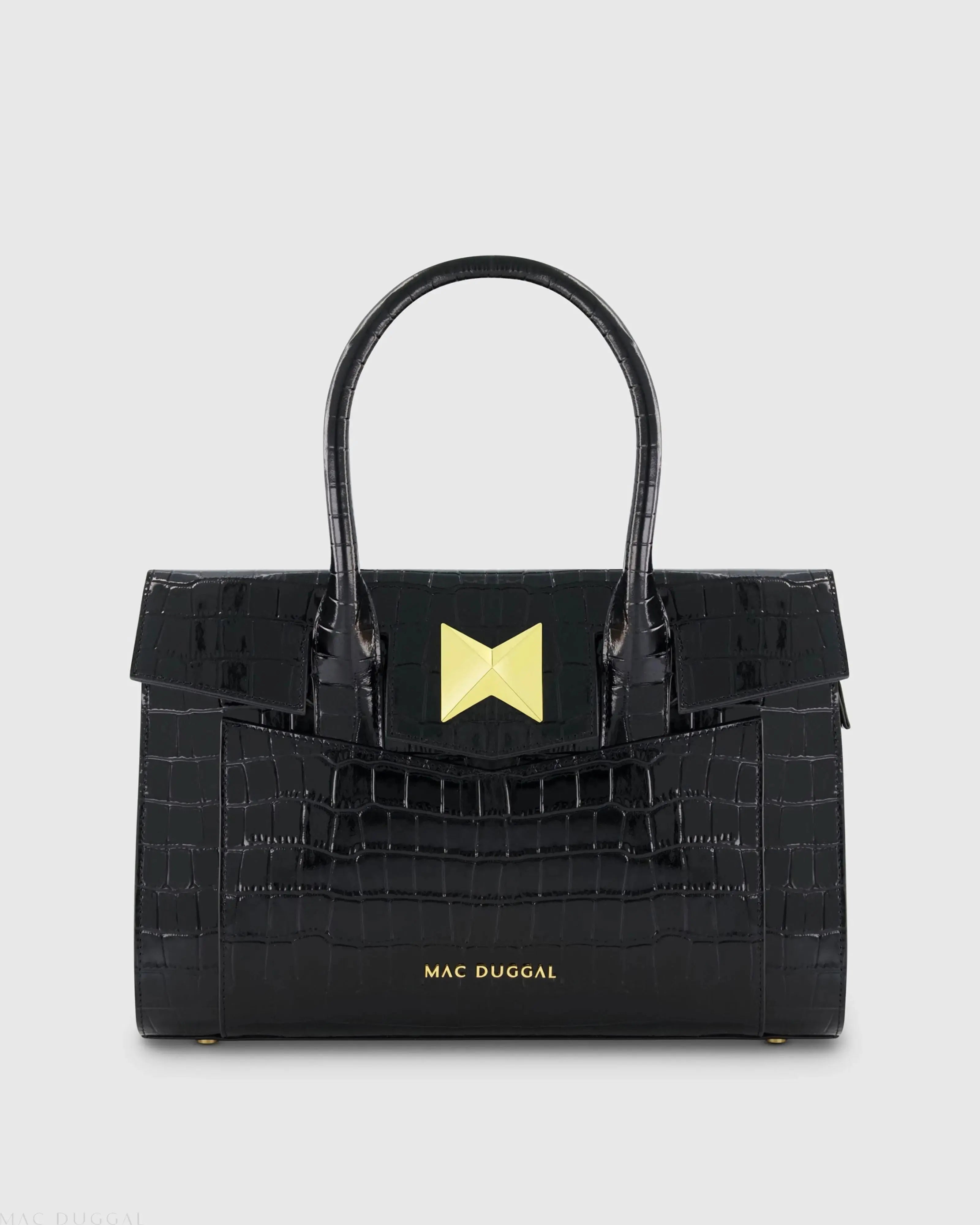 Crocodile Leather Tote Bag With Gold Hardware