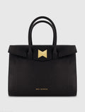 Black Large Leather Briefcase Bag With Gold Hardware