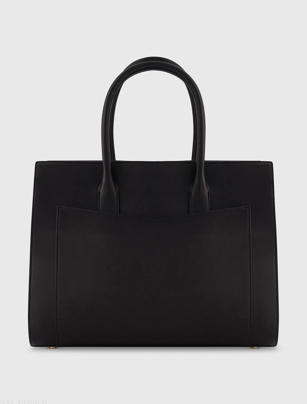 Black Large Leather Briefcase Bag With Gold Hardware