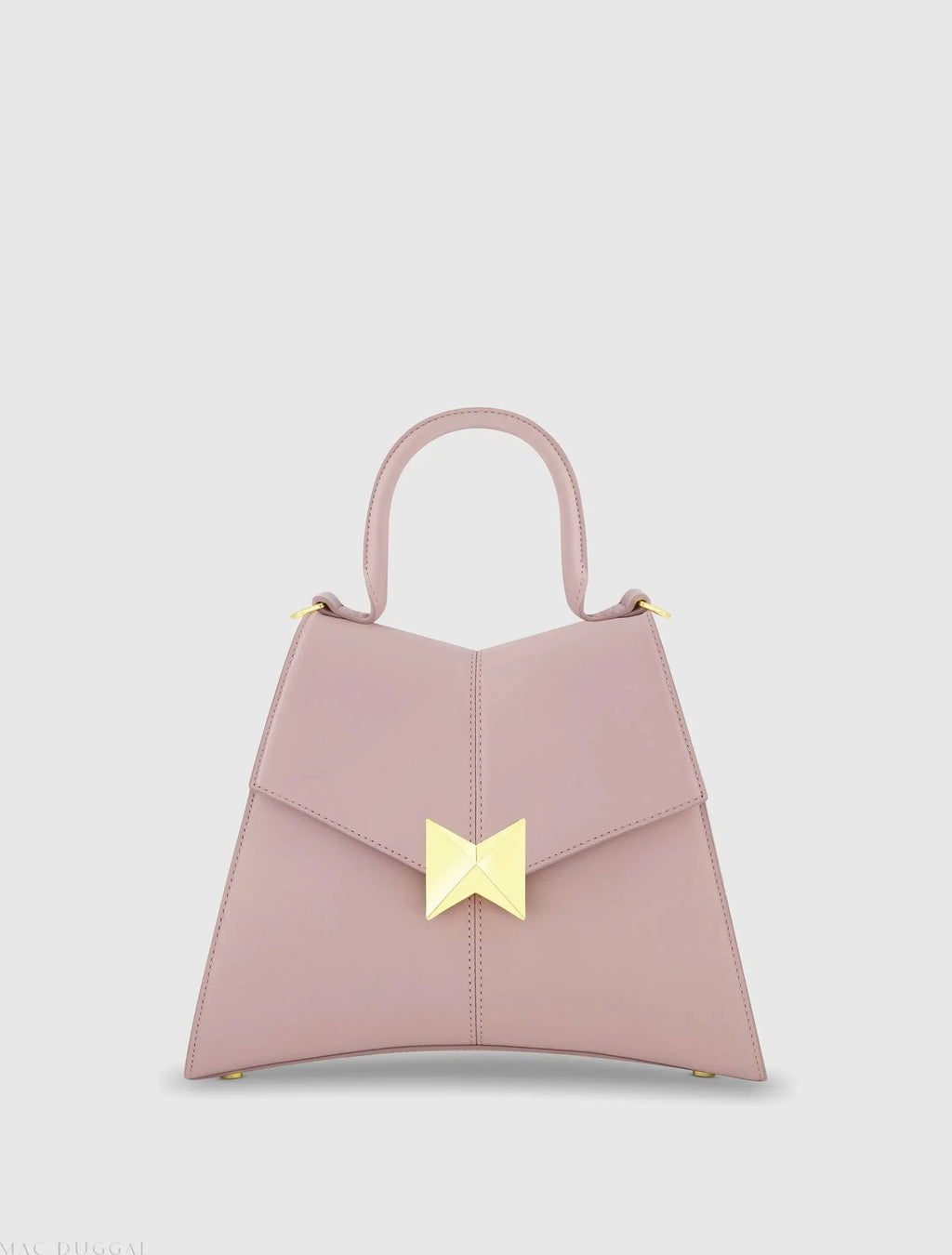 Purple Medium Angular Leather Handbag With Gold Hardware
