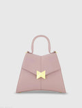 Purple Medium Angular Leather Handbag With Gold Hardware