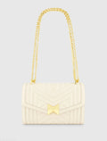 White Quilted Napa Leather Handbag With Gold Chain - FINAL SALE