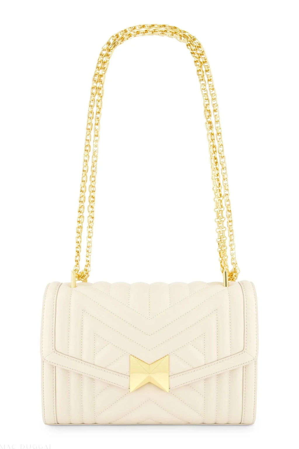 White Quilted Napa Leather Handbag With Gold Chain - FINAL SALE