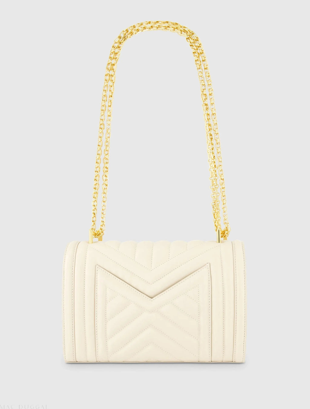 White Quilted Napa Leather Handbag With Gold Chain - FINAL SALE