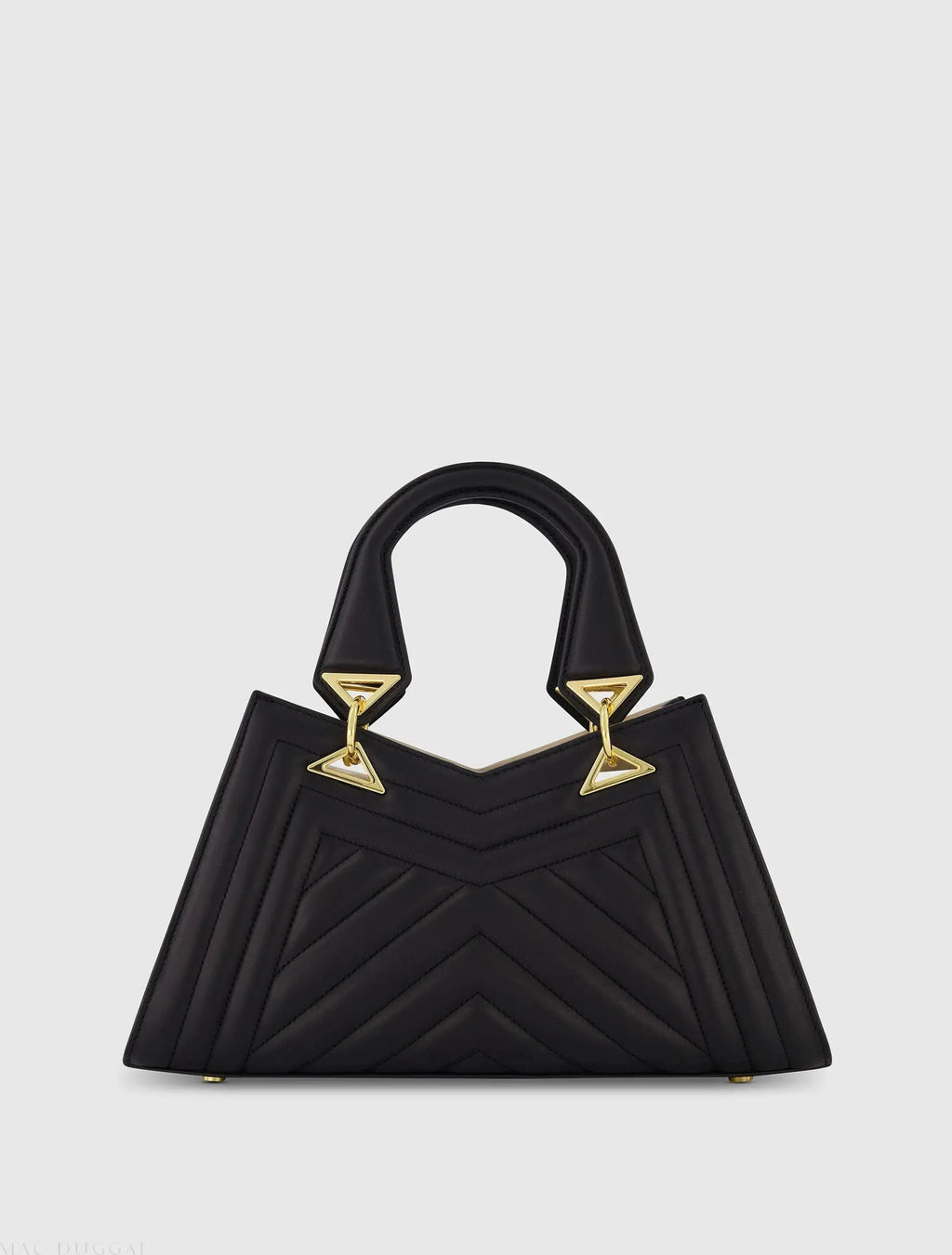 Black Quilted Napa Leather Angular Handbag