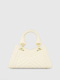 White Quilted Napa Leather Angular Handbag