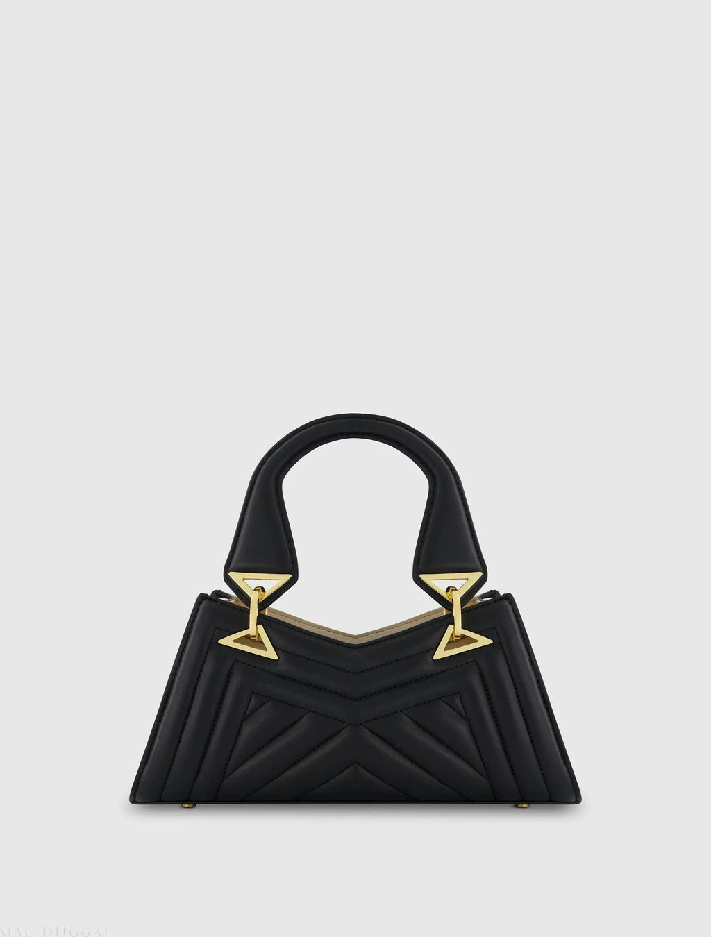 Black Angular Quilted Napa Leather Handbag