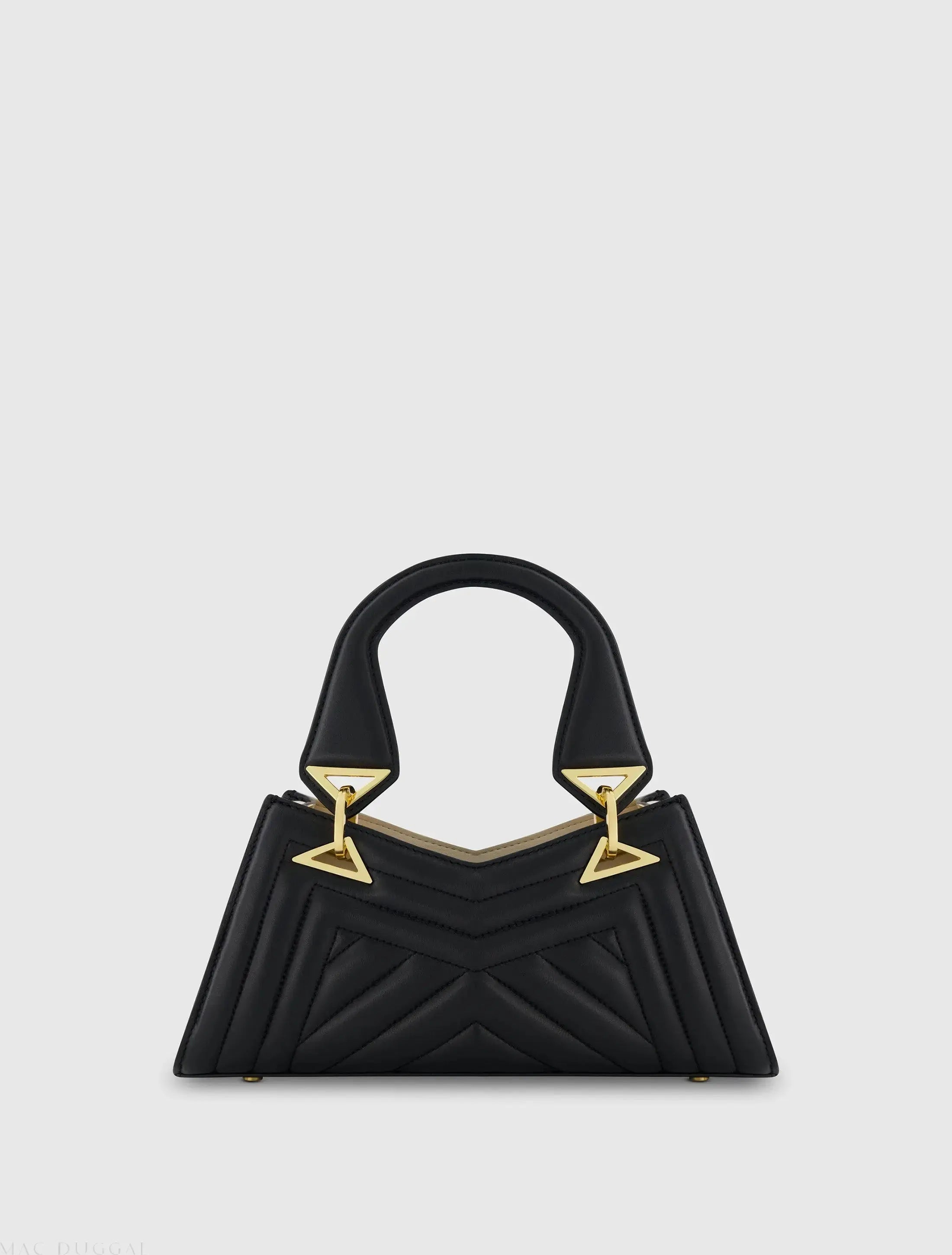 Black Angular Quilted Napa Leather Handbag