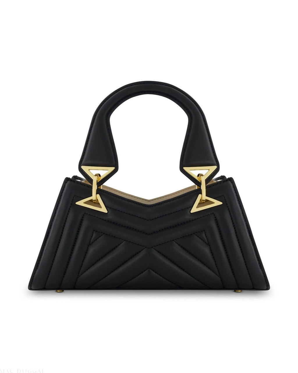 Black Angular Quilted Napa Leather Handbag