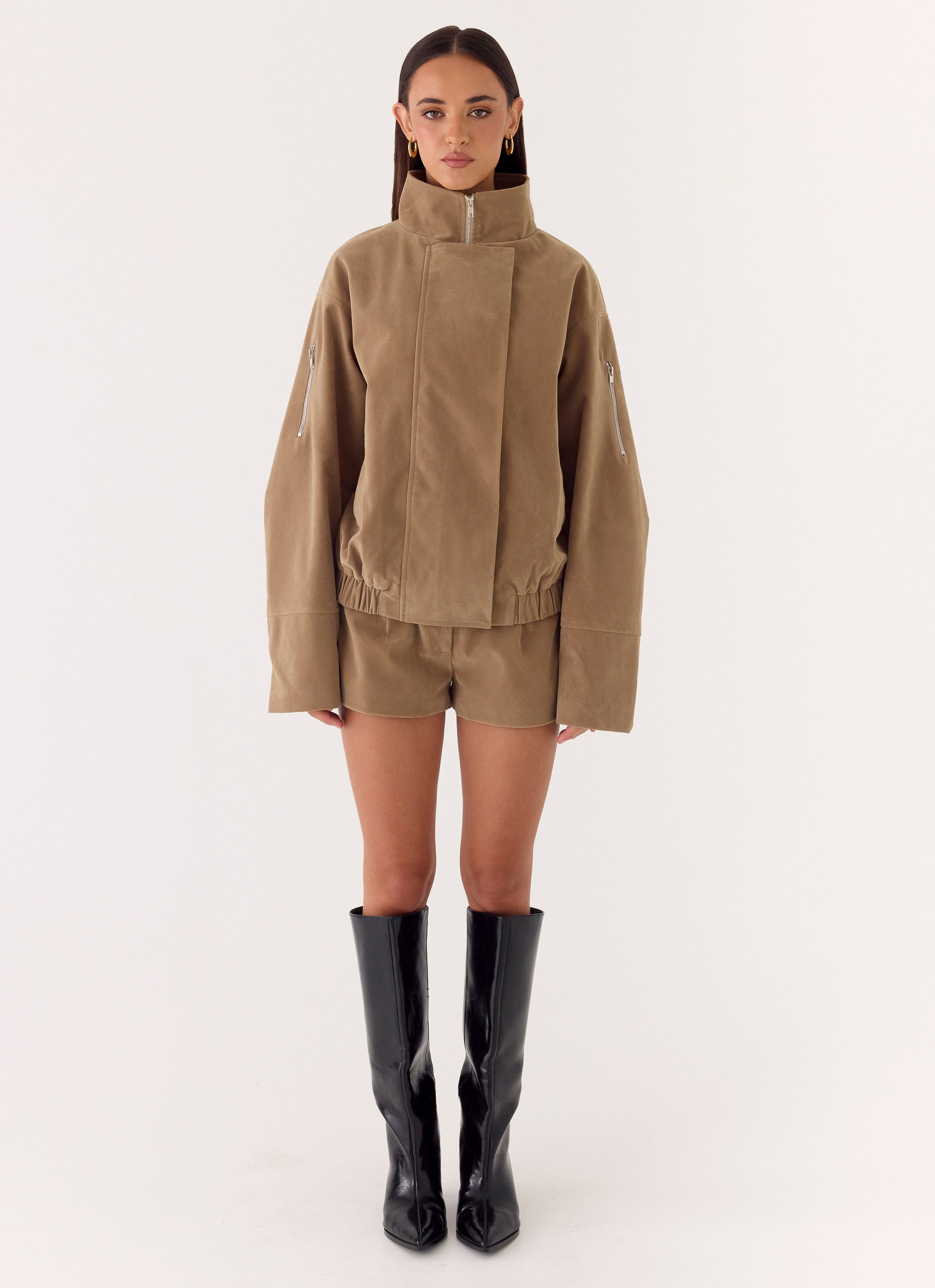 Jeremy Faux Suede Shorts - Taupe