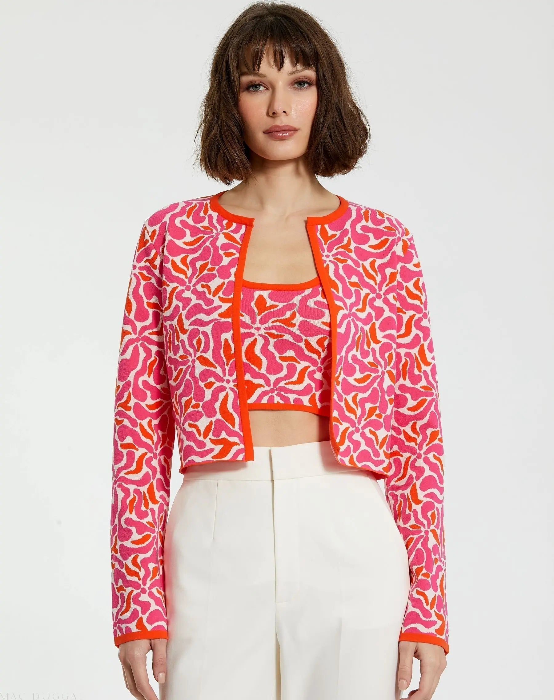 Multicolor Long Sleeve Knit Floral Cardigan