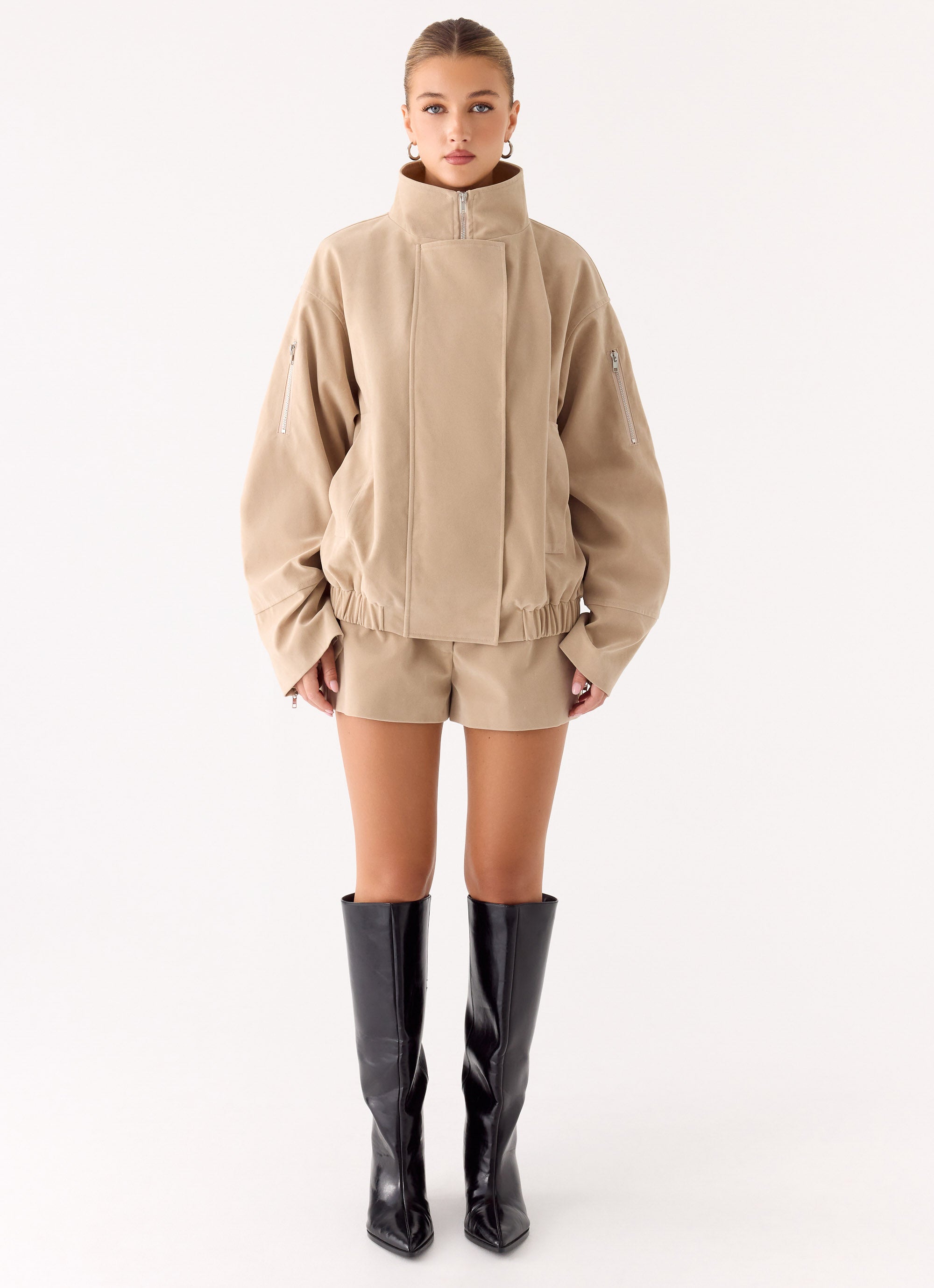 Marlow Faux Suede Jacket - Cream