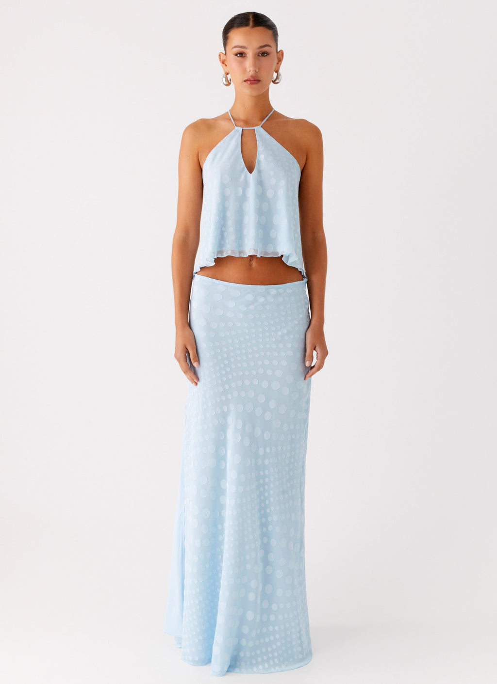 Mena Chiffon Spot Top - Blue