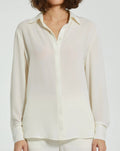 The Bentley White Long Sleeve Button Up Georgette Blouse - FINAL SALE