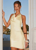 Satin Flame Mini Dress - Yellow