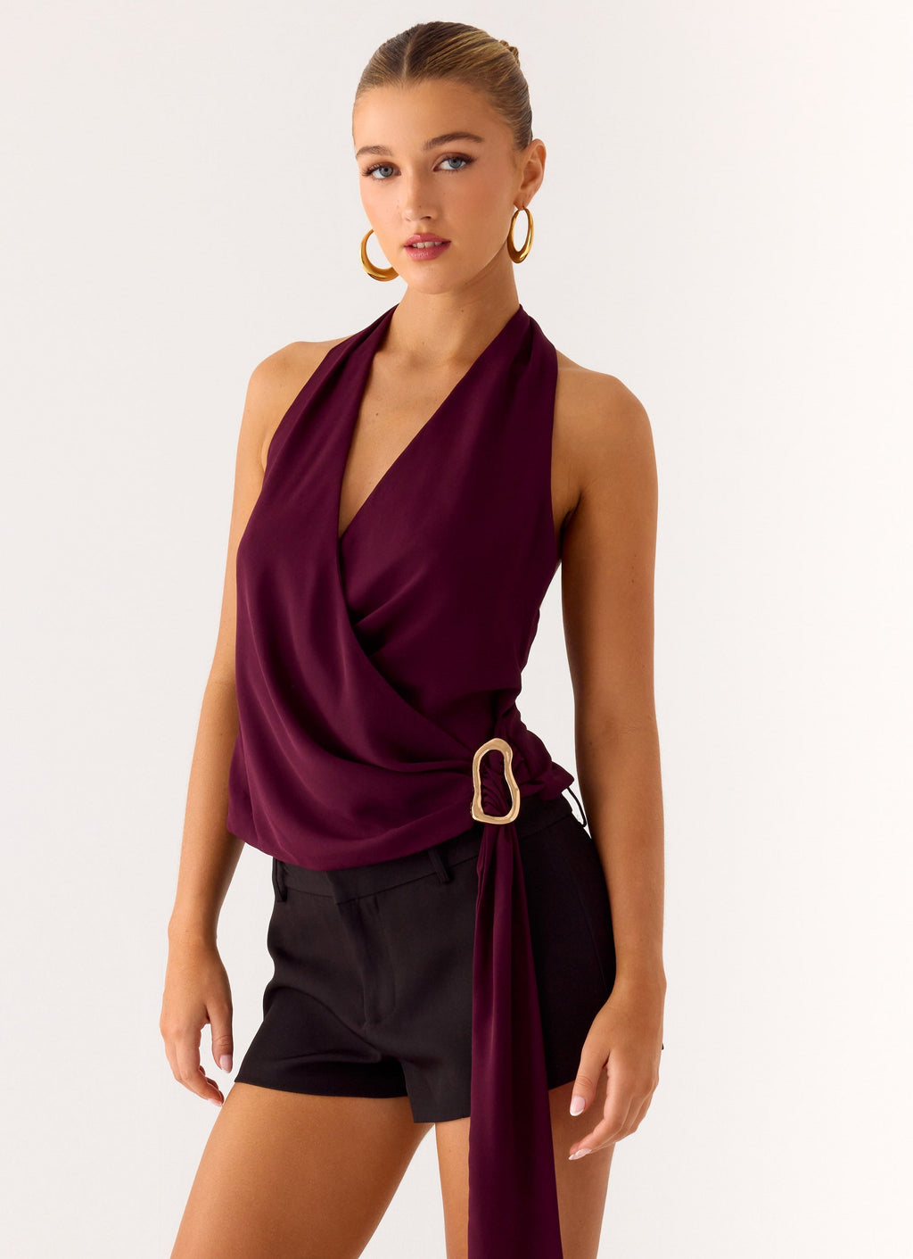 Teaha Wrap Top - Plum